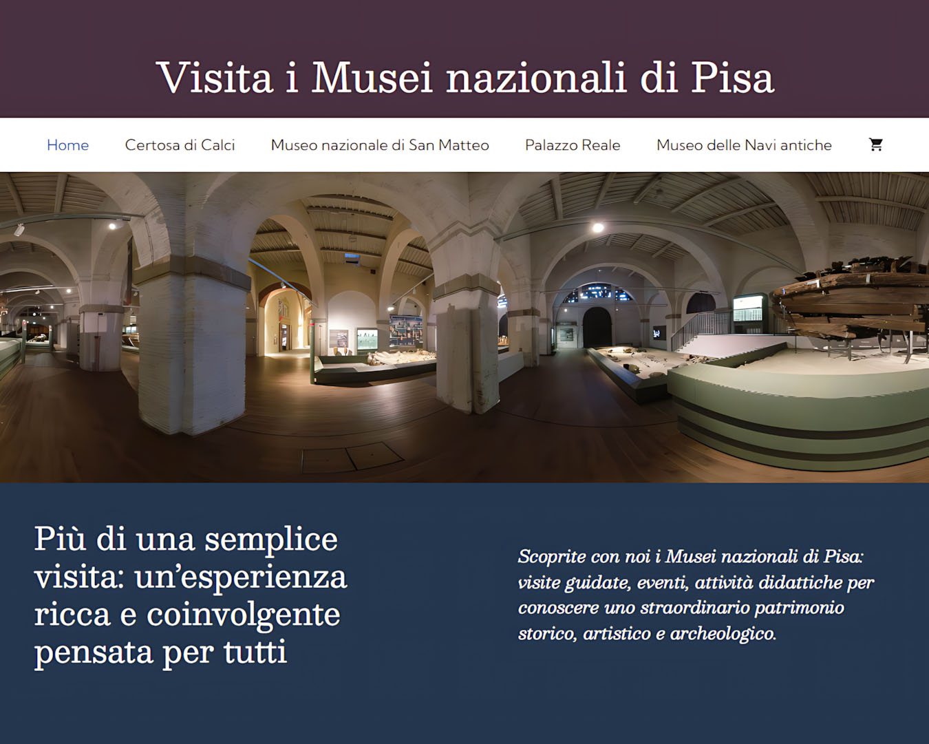 Immagine del sito web dedicato alle visite dei Musei nazionali di Pisa